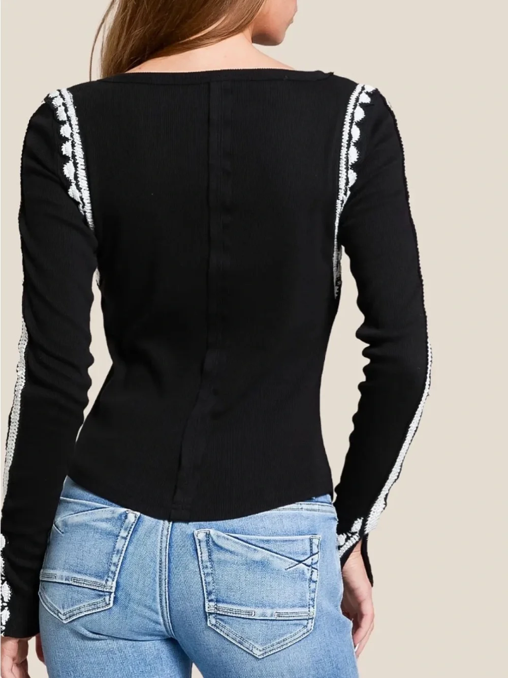 Free People Lost Love contrast trim top, large